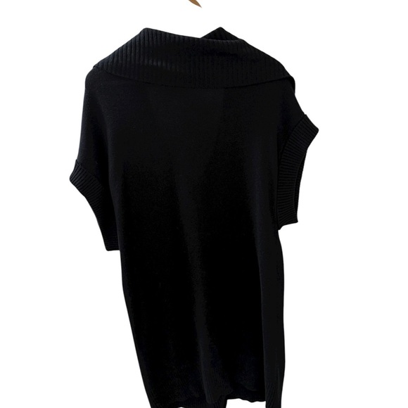 Alfani Black Cardigan Gold buttons Ribbed collar Sleeveless SizeXL Cotton Angora - Picture 2 of 4